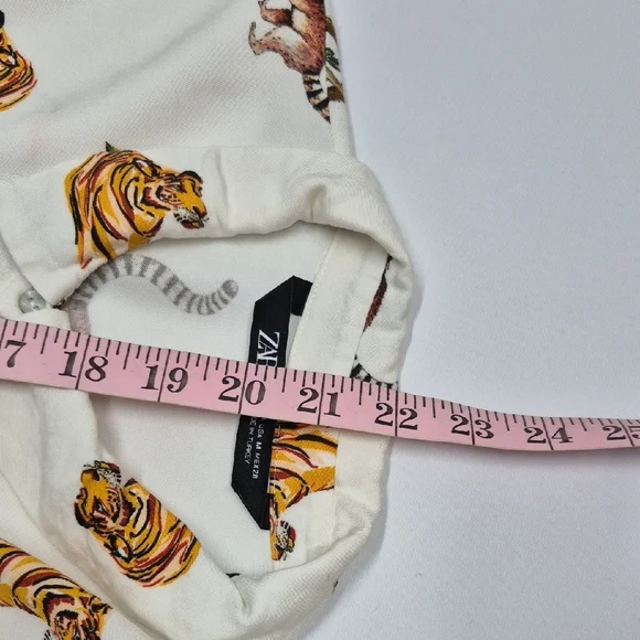 Zara Animal Print Cropped Blouse Top Button Up Medium - Picture 10 of 11